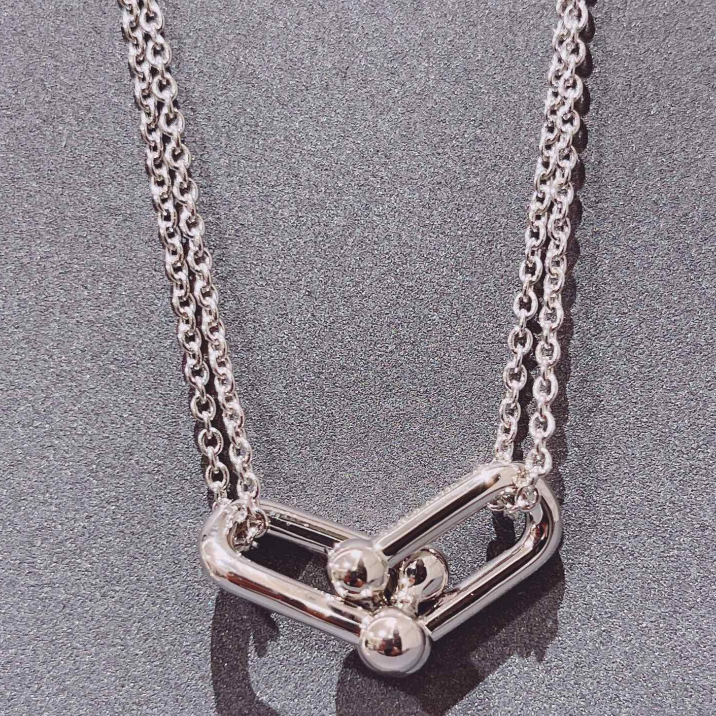 TIFFANY HARDWEAR DOUBLE LINK PEDANT SILVER NECKLACE