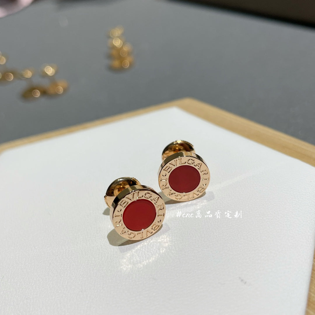 BVLGARI BVL EARRINGS CLUSTER CARNELIAN PINK GOLD