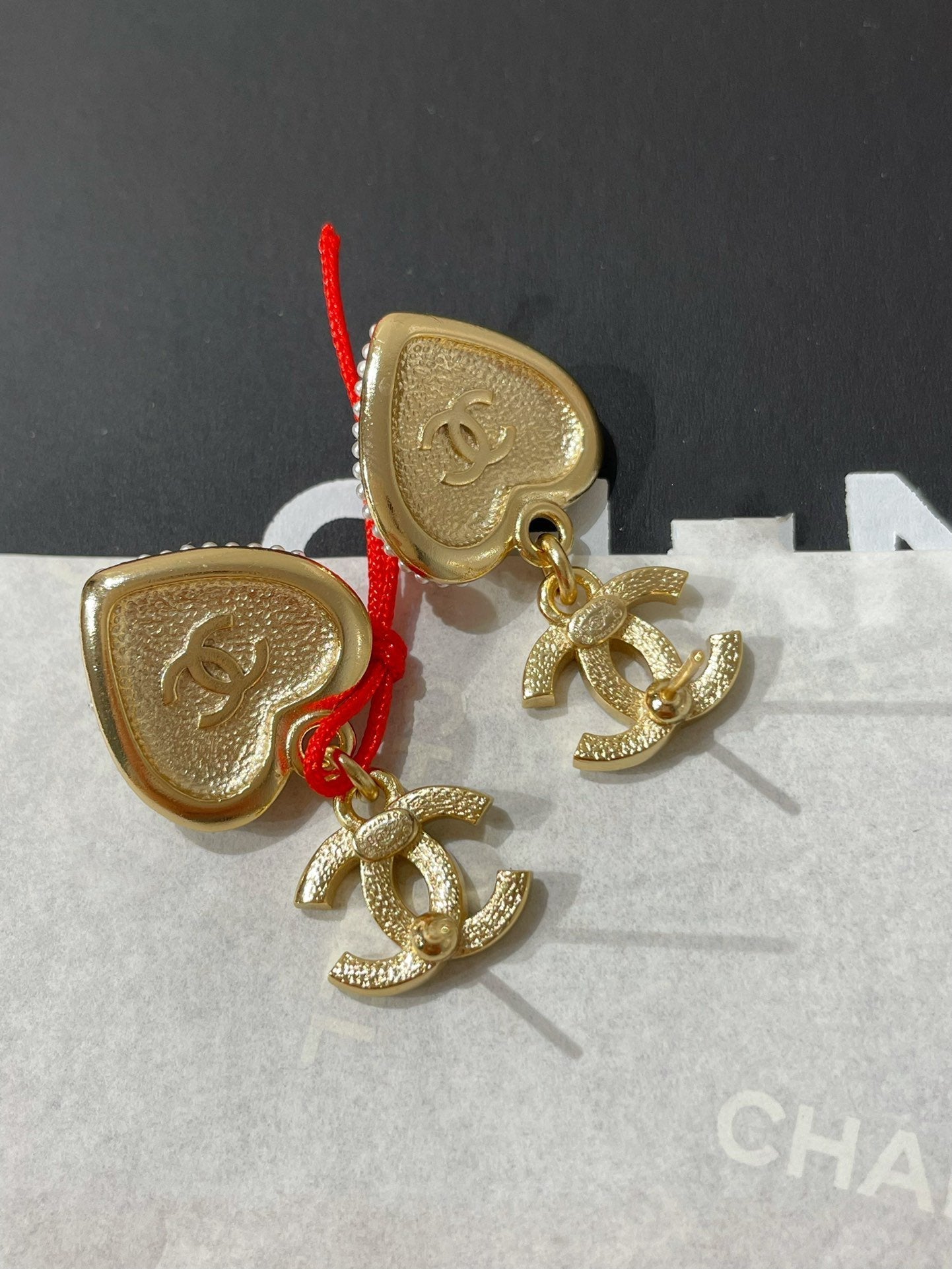 Chanel 24P Heart Blue Earrings French Clip
