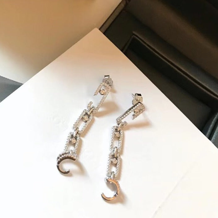 MESSIKA PUCES PAVED LUCKY MOVE SILVER DIAMOND EARRINGS