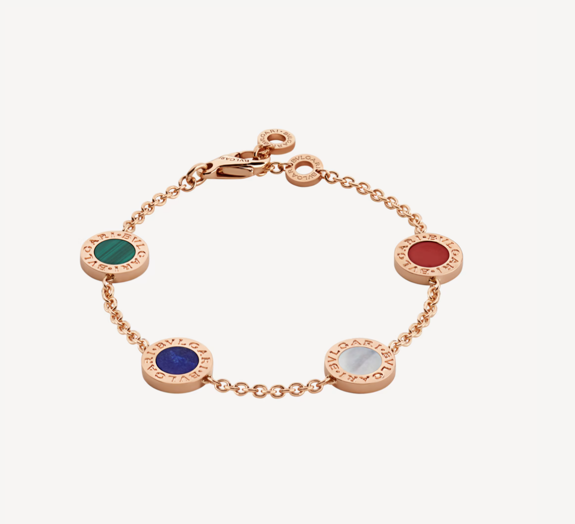 BVLGARI BVL PINK GOLD MULTICOLOR 4 MOTIF BRACELET