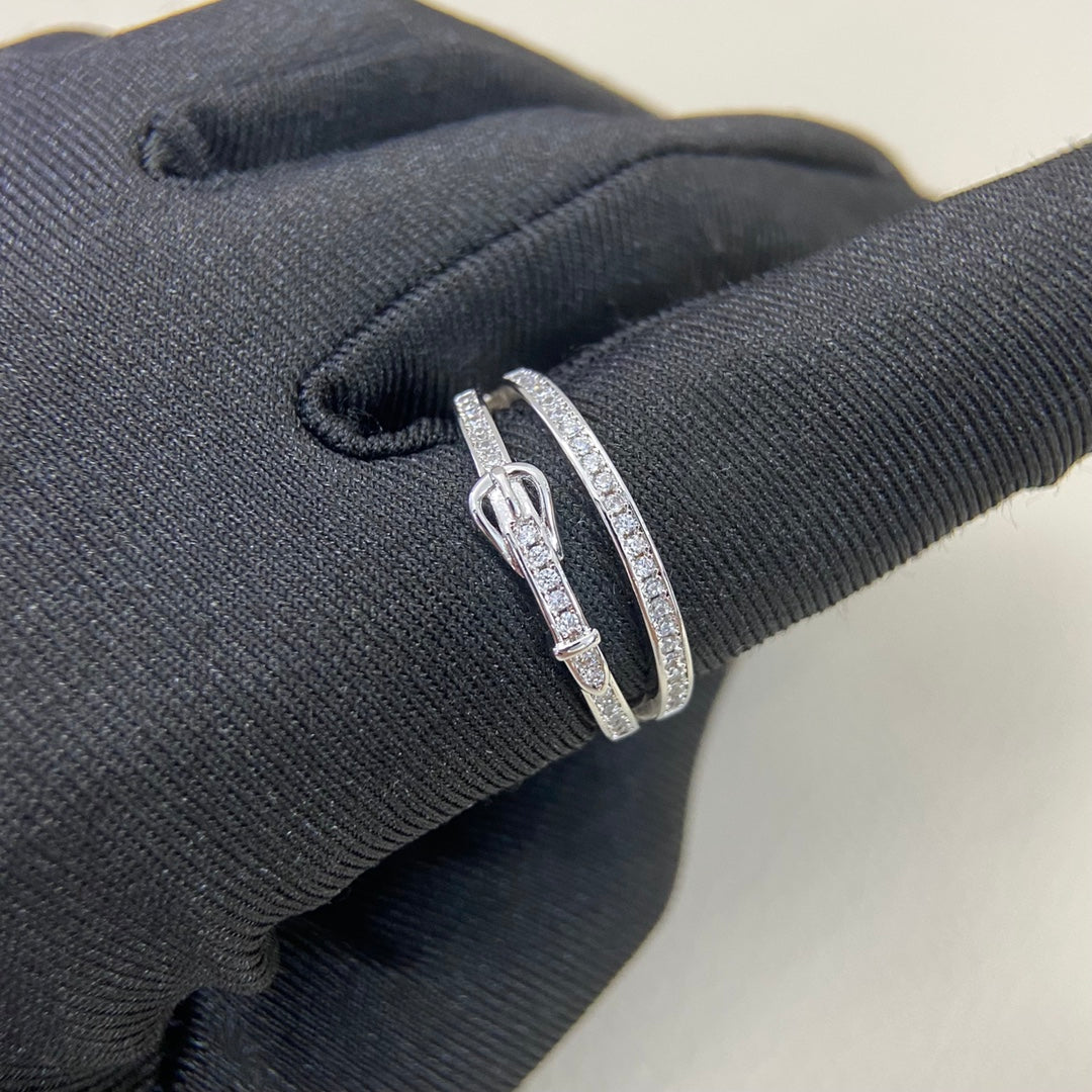 HERMES HM Buckle Diamond 2 Ring