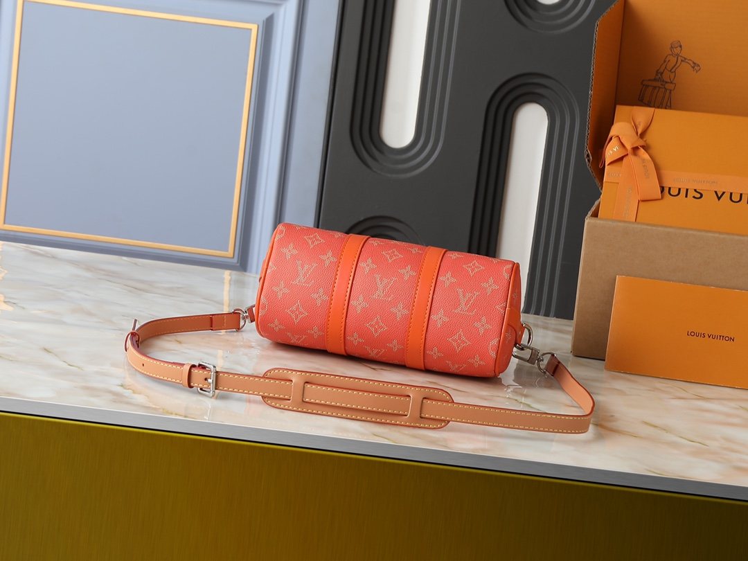 Louis Vuitton Keepall Orange Monogram Barrel Bag — detail