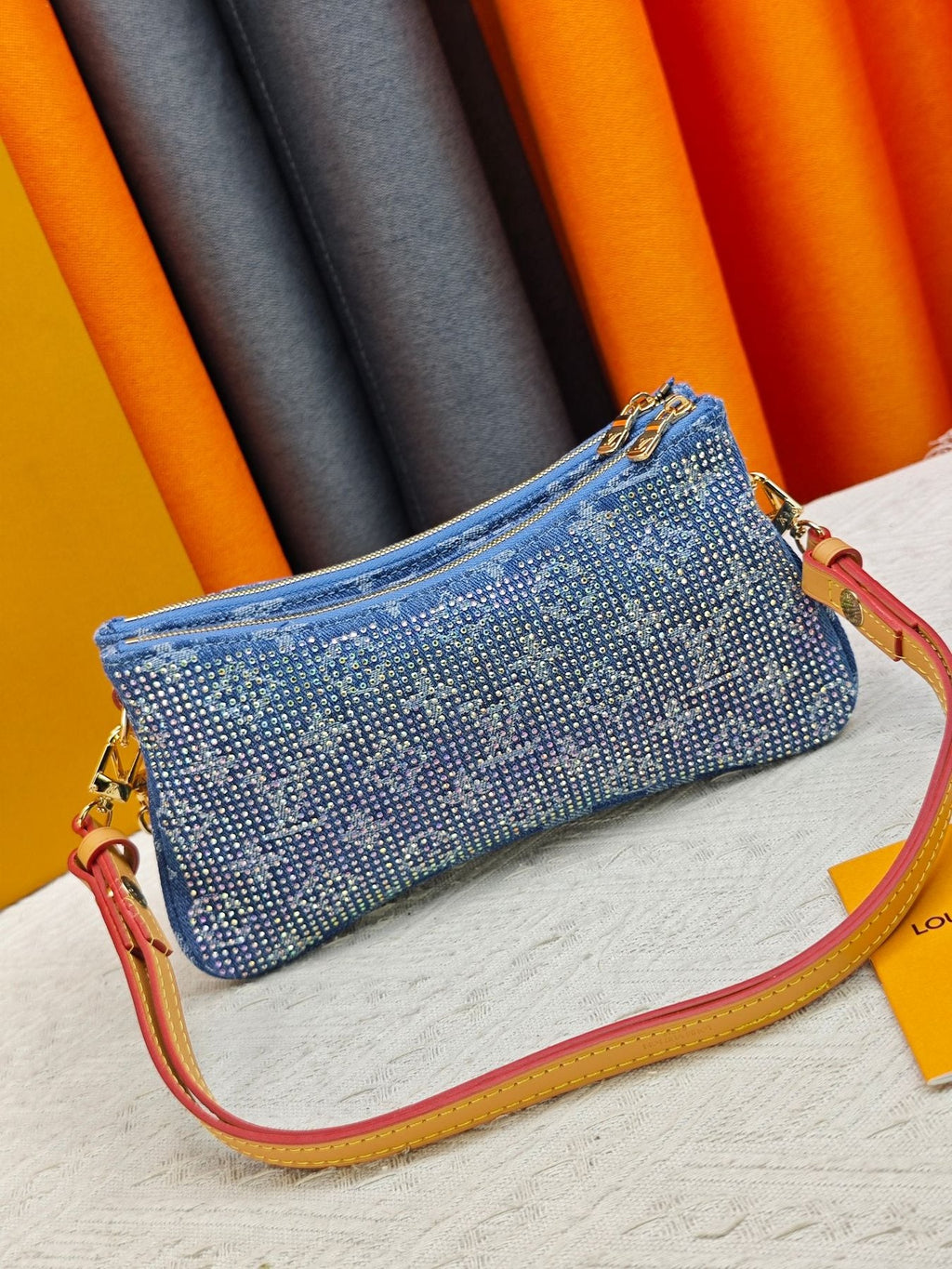 Louis Vuitton Liv Pochette Blue Embellished Bag — back