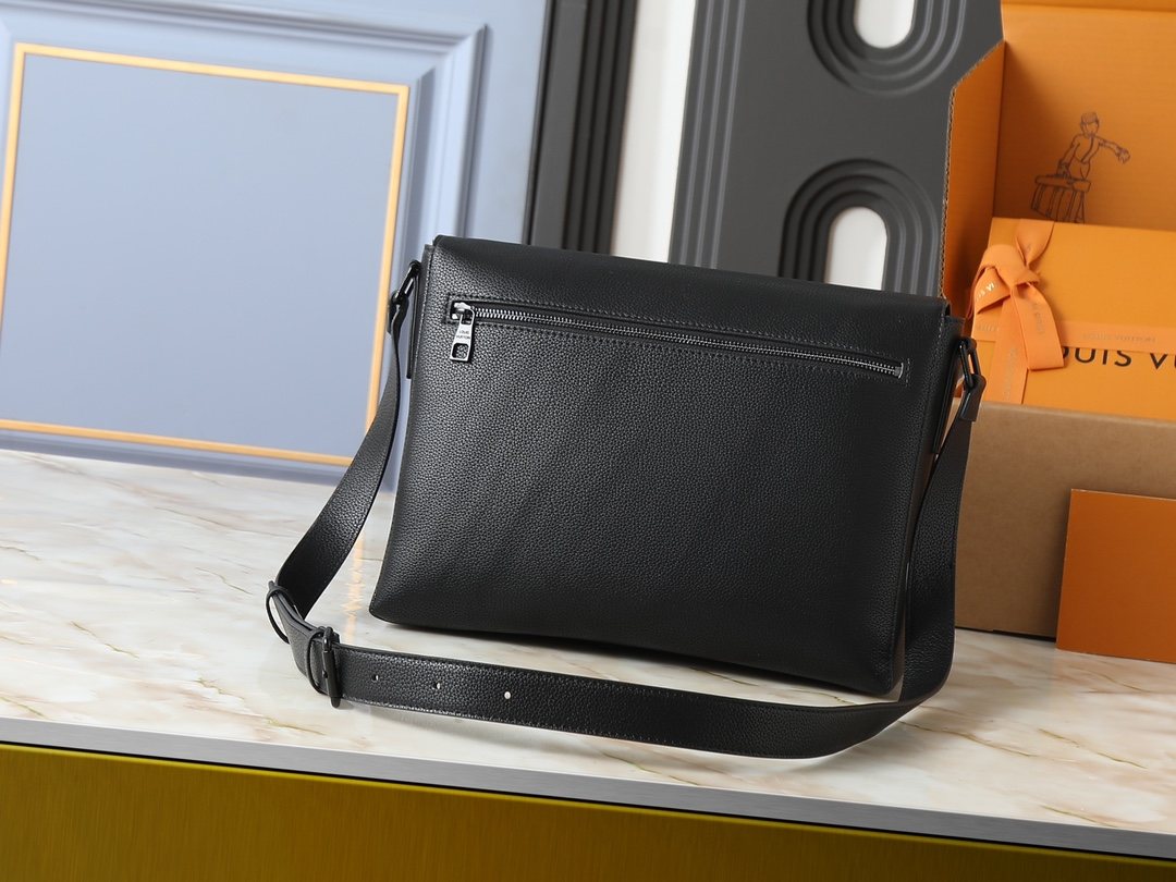 Louis Vuitton Speed Black Leather Messenger Bag — back