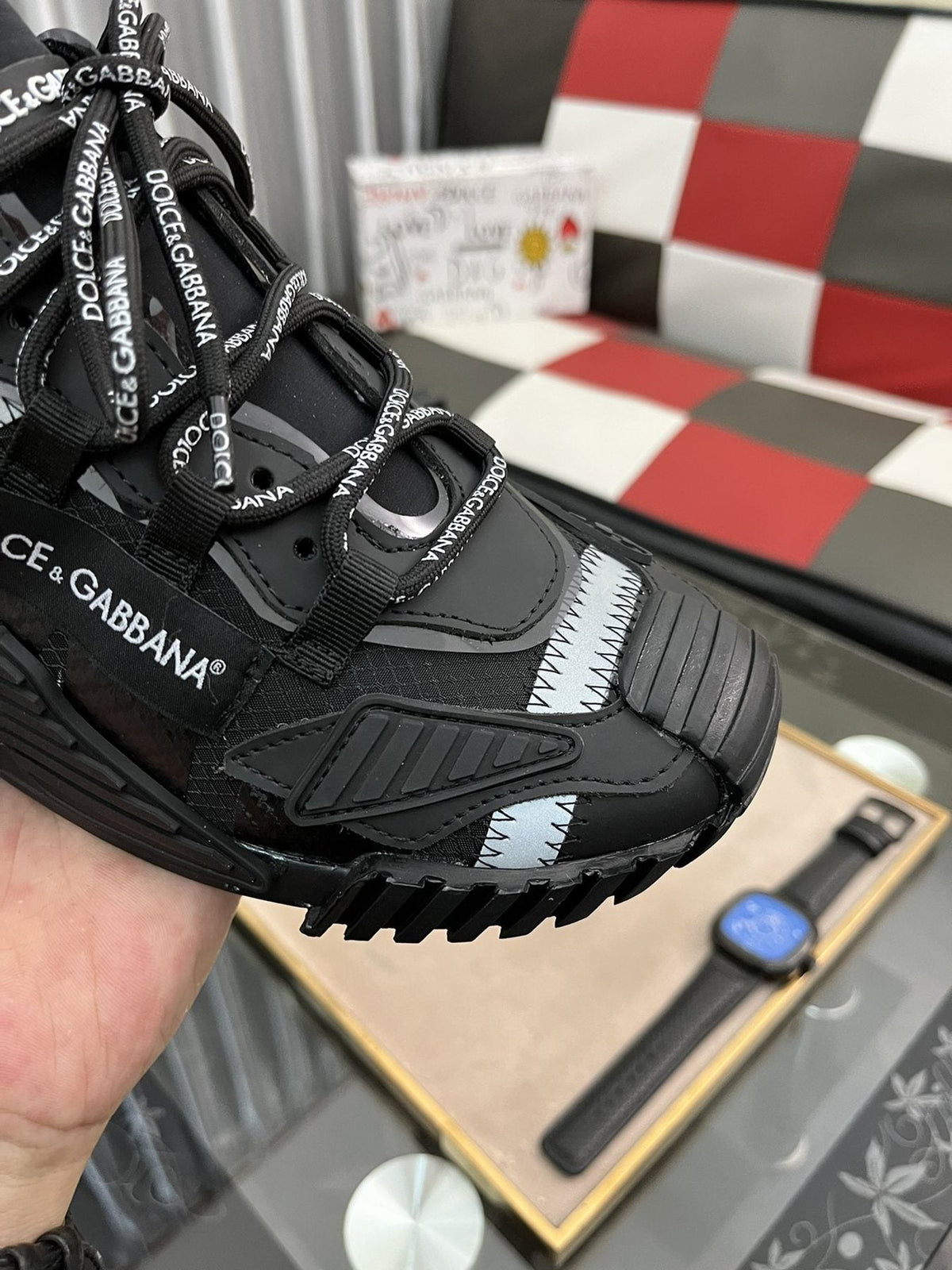 Dolce & Gabbana Black Chunky Sneakers — detail
