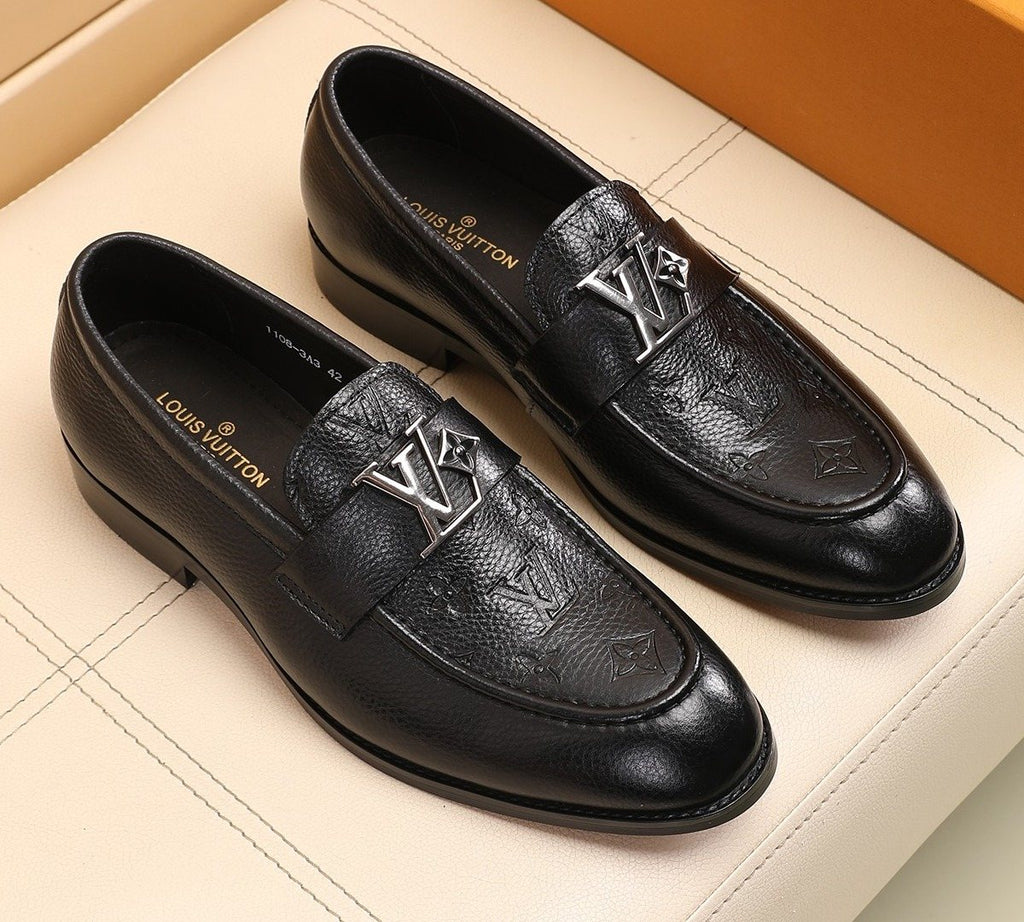 Louis Vuitton Black Embossed Loafers — hero