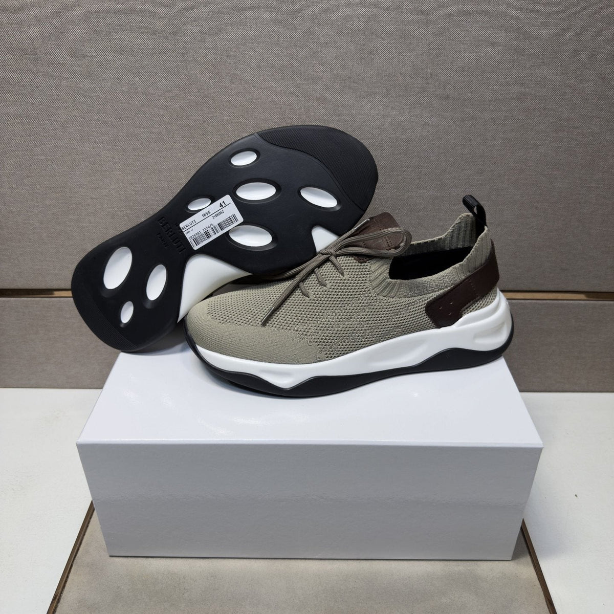 Berluti Taupe Lace-Up Sneakers — front