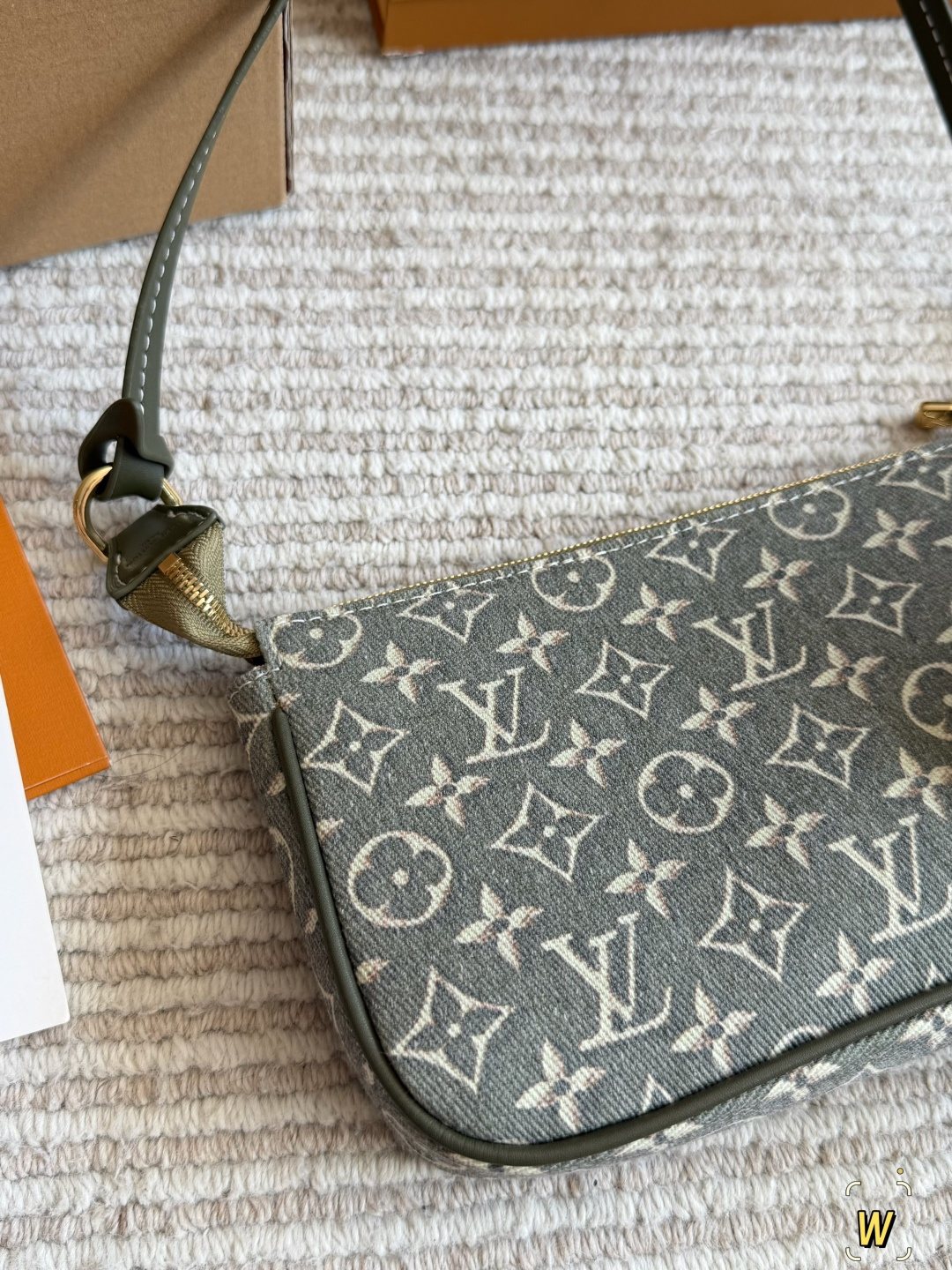 Louis Vuitton Monogram Jacquard Shoulder Bag with Olive Trim — detail