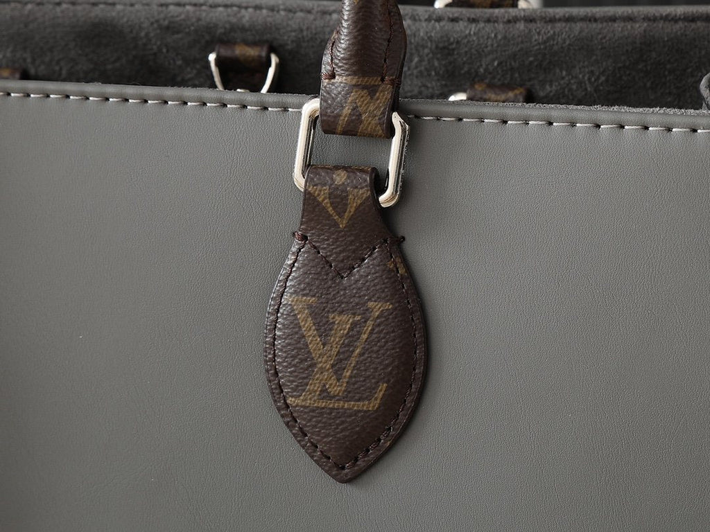 Louis Vuitton OnTheGo Gray Tote with Monogram Handles — detail