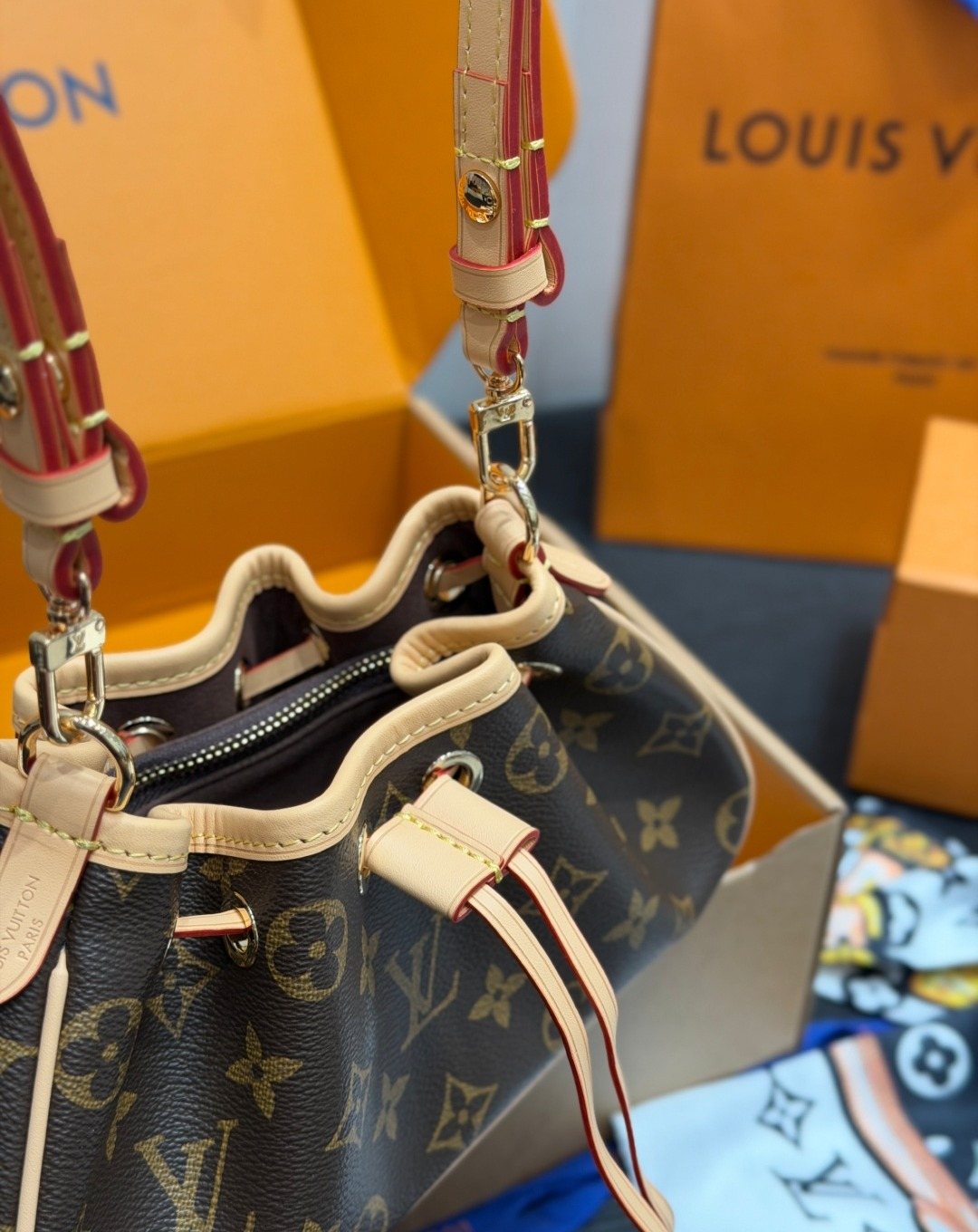 Louis Vuitton Nano Frivole Monogram Drawstring Shoulder Bag — detail