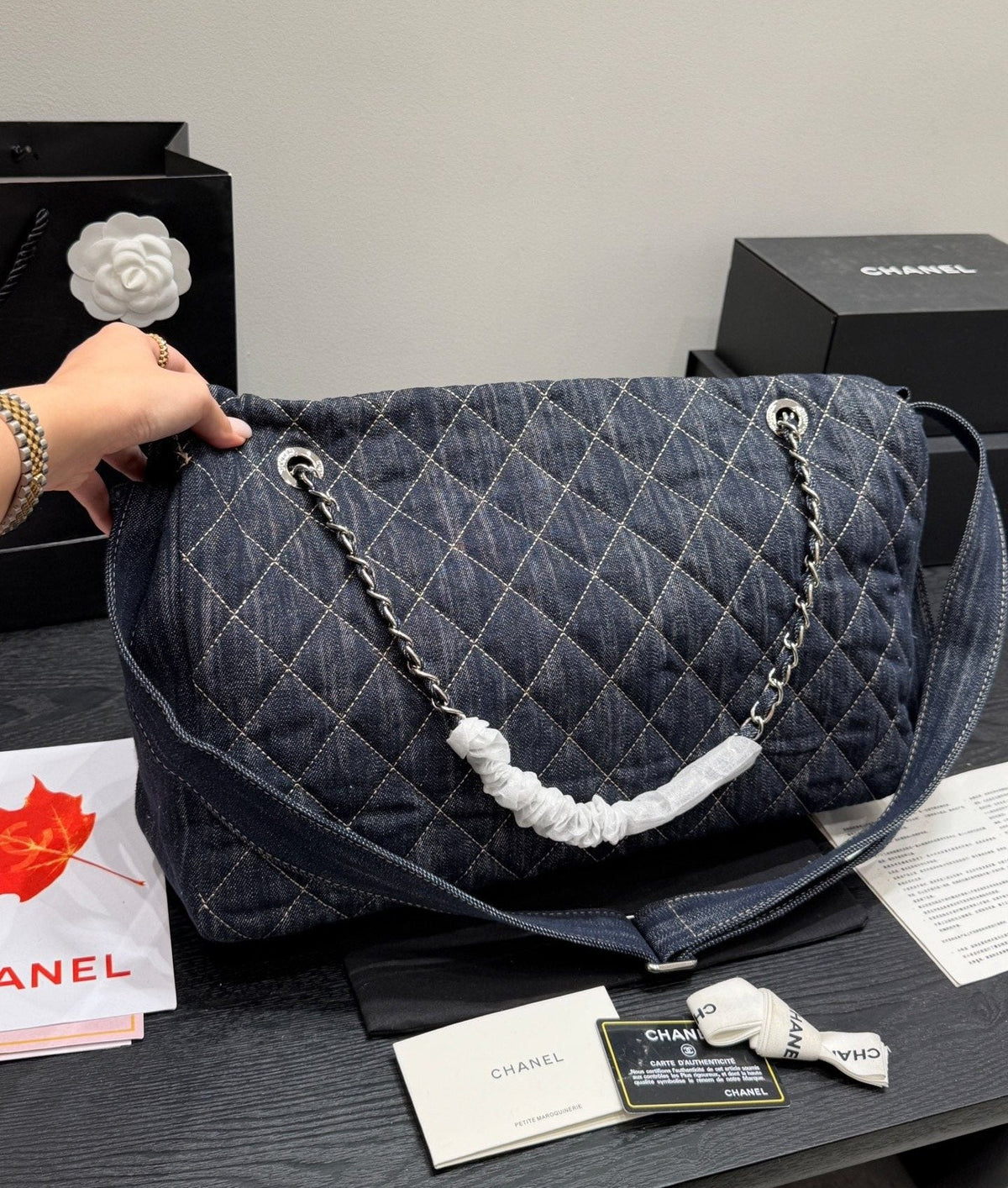 Chanel Quilted Denim Flap Shoulder Bag — back