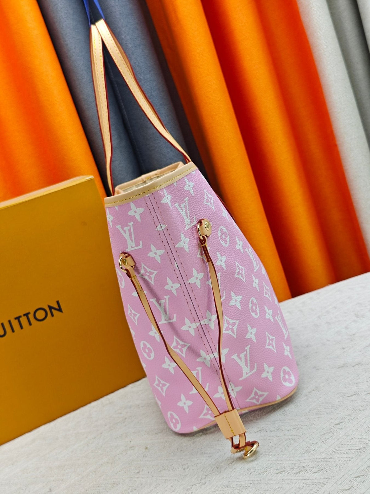Louis Vuitton Neverfull Pink Monogram Tote — side