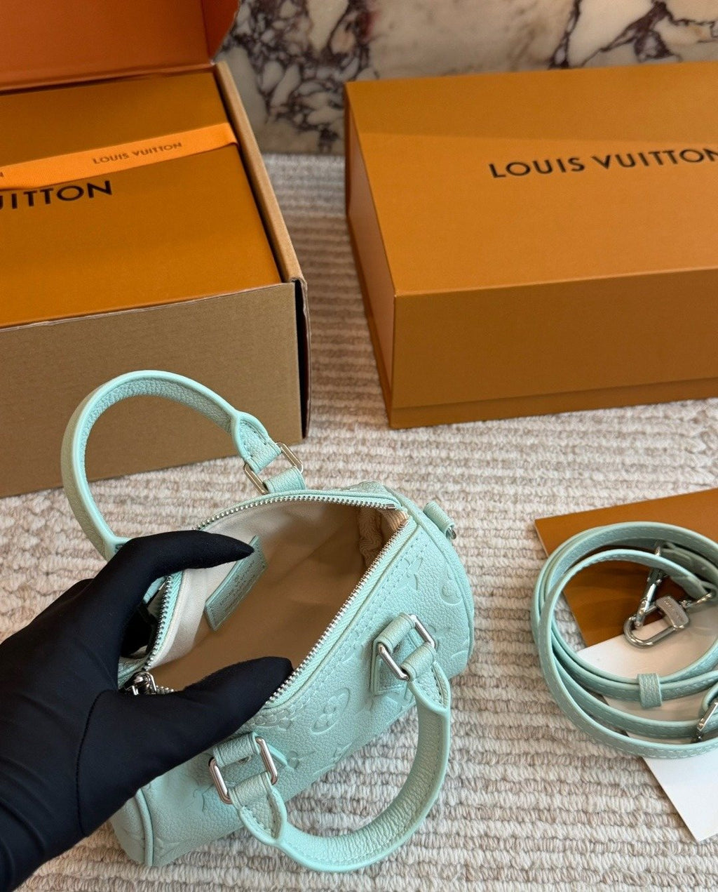 Louis Vuitton Nano Speedy Monogram Barrel Bag — detail
