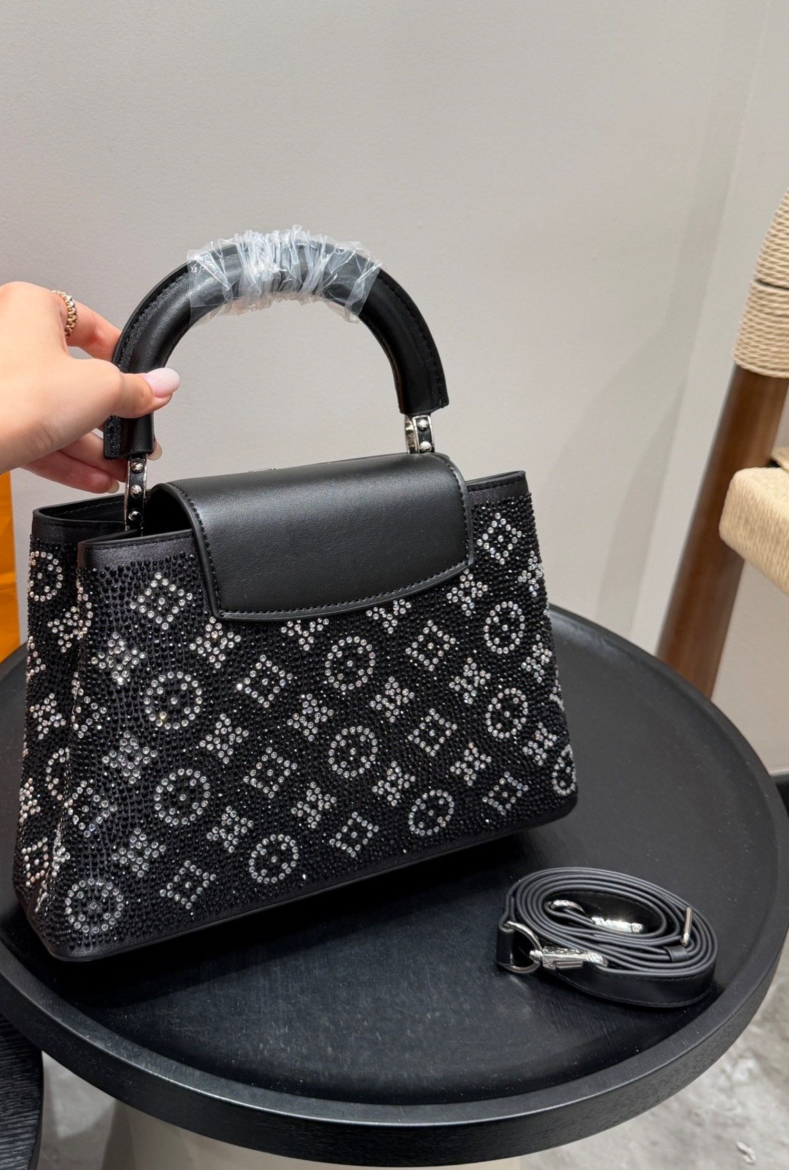 Louis Vuitton Capucines BB Sparkling Monogram Top-Handle Bag — back