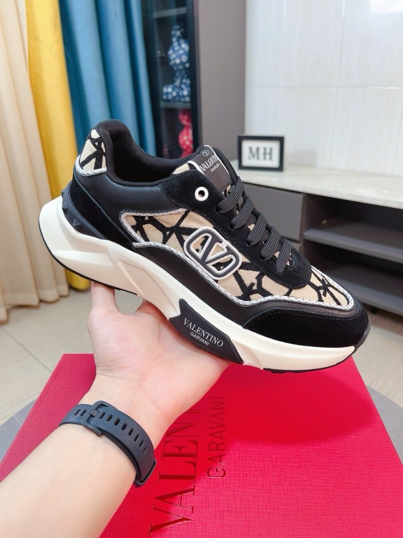 Valentino Patterned Panel Sneakers — model