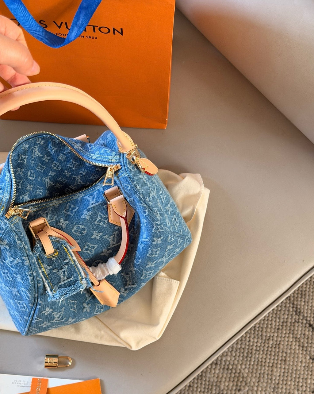 Louis Vuitton Speedy Monogram Denim Bag — detail