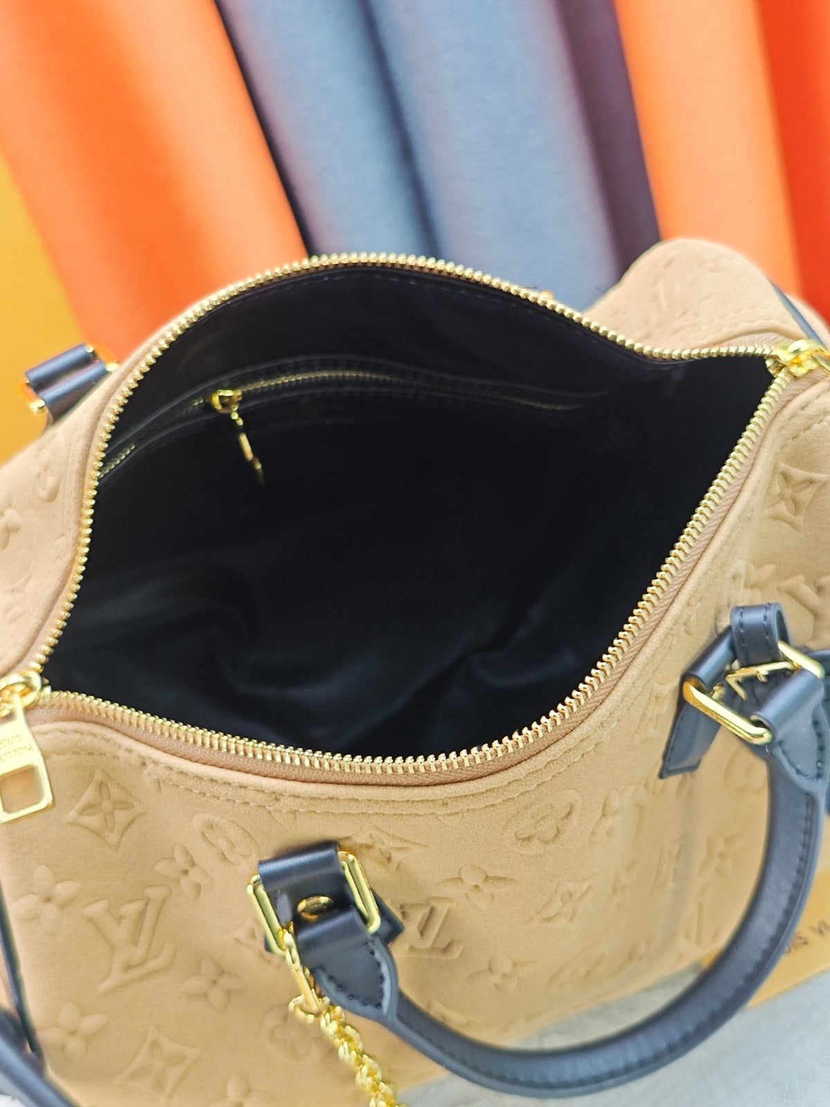 Louis Vuitton Speedy Soft Embossed Monogram Satchel — detail