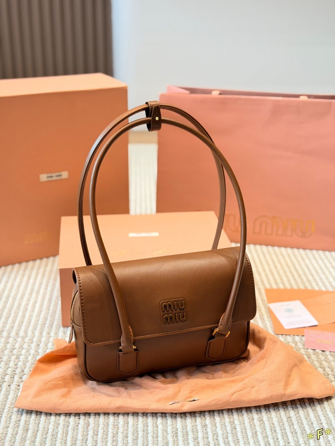Miu Miu Twin-Handle Flap Shoulder Bag — front