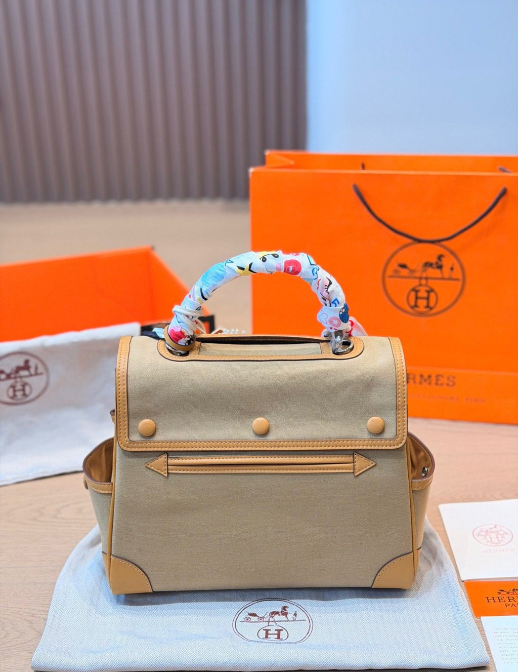 Hermès Cargo Birkin Canvas and Leather Handbag — back