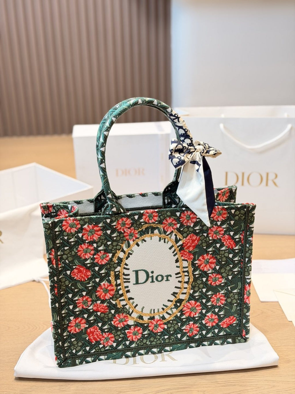 Dior Book Tote Floral Bag — front