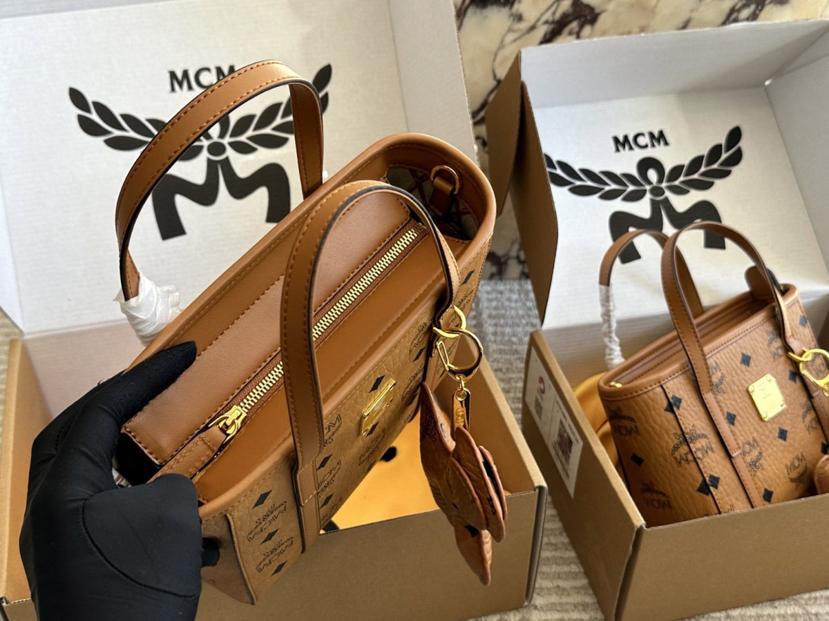 MCM Anya Monogram Tote — side