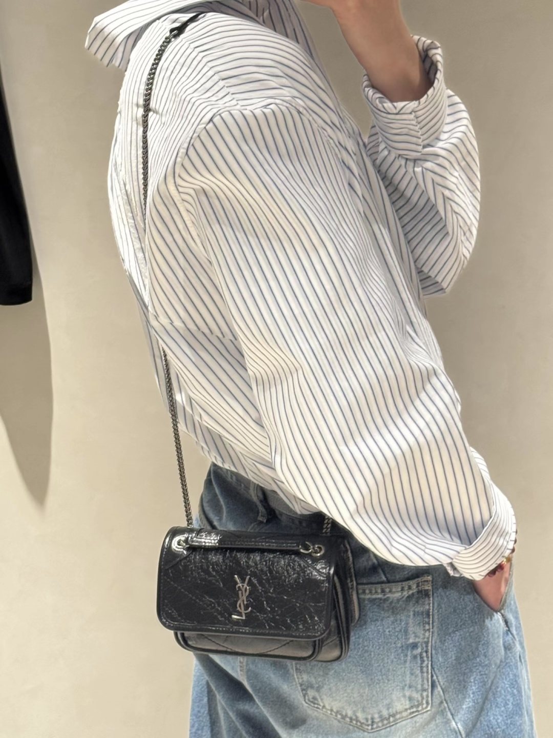 Saint Laurent Niki Quilted Flap Shoulder Bag — model