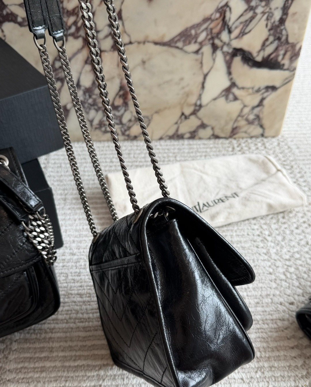Saint Laurent Niki Quilted Flap Shoulder Bag — side
