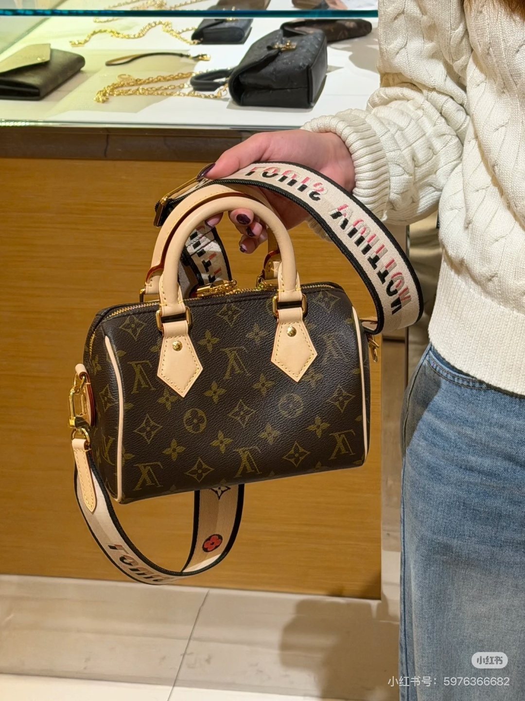 Louis Vuitton Speedy Monogram Satchel with Pale Trim — model
