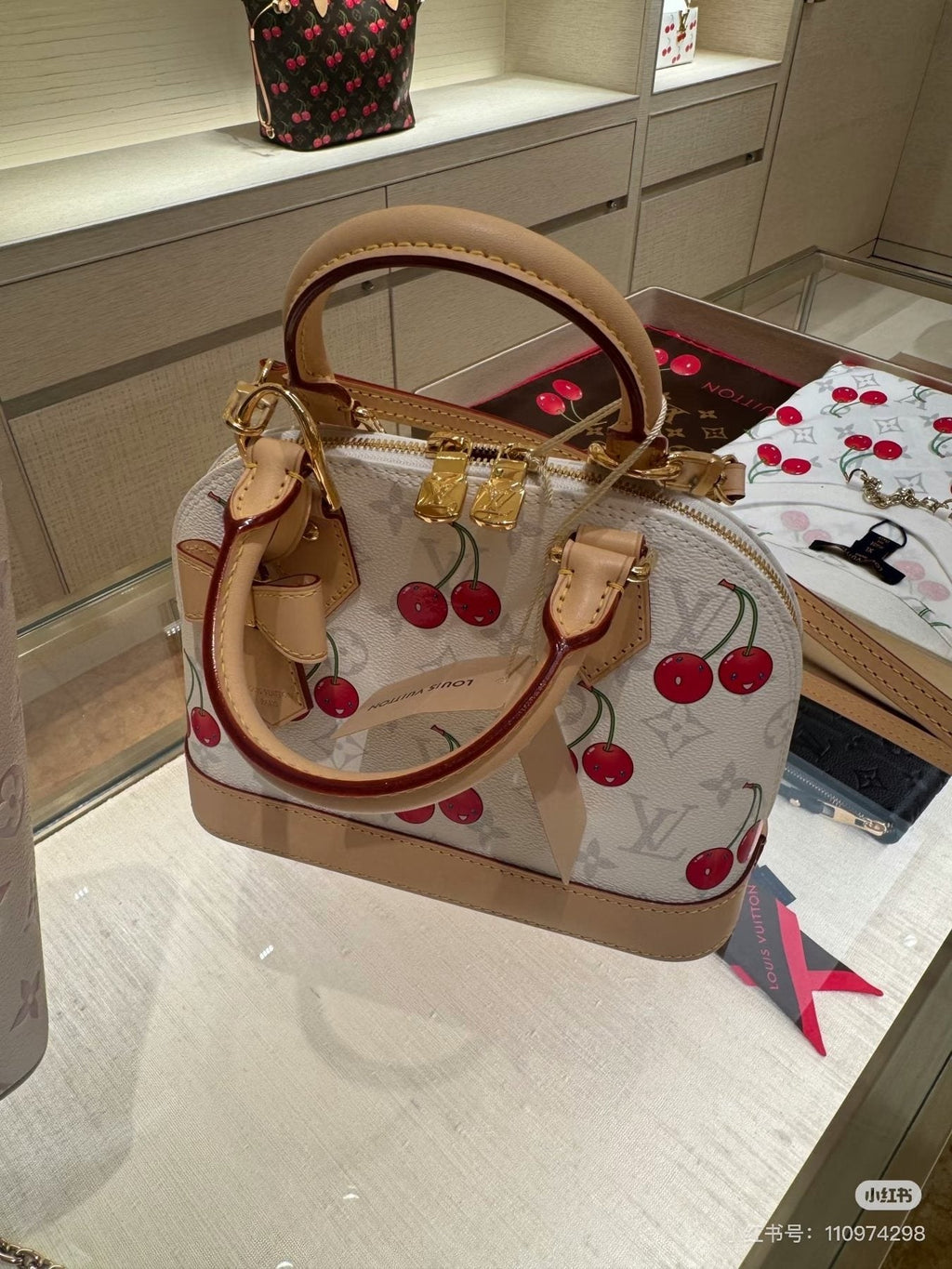 Louis Vuitton Alma BB Cherry Print Handbag — side