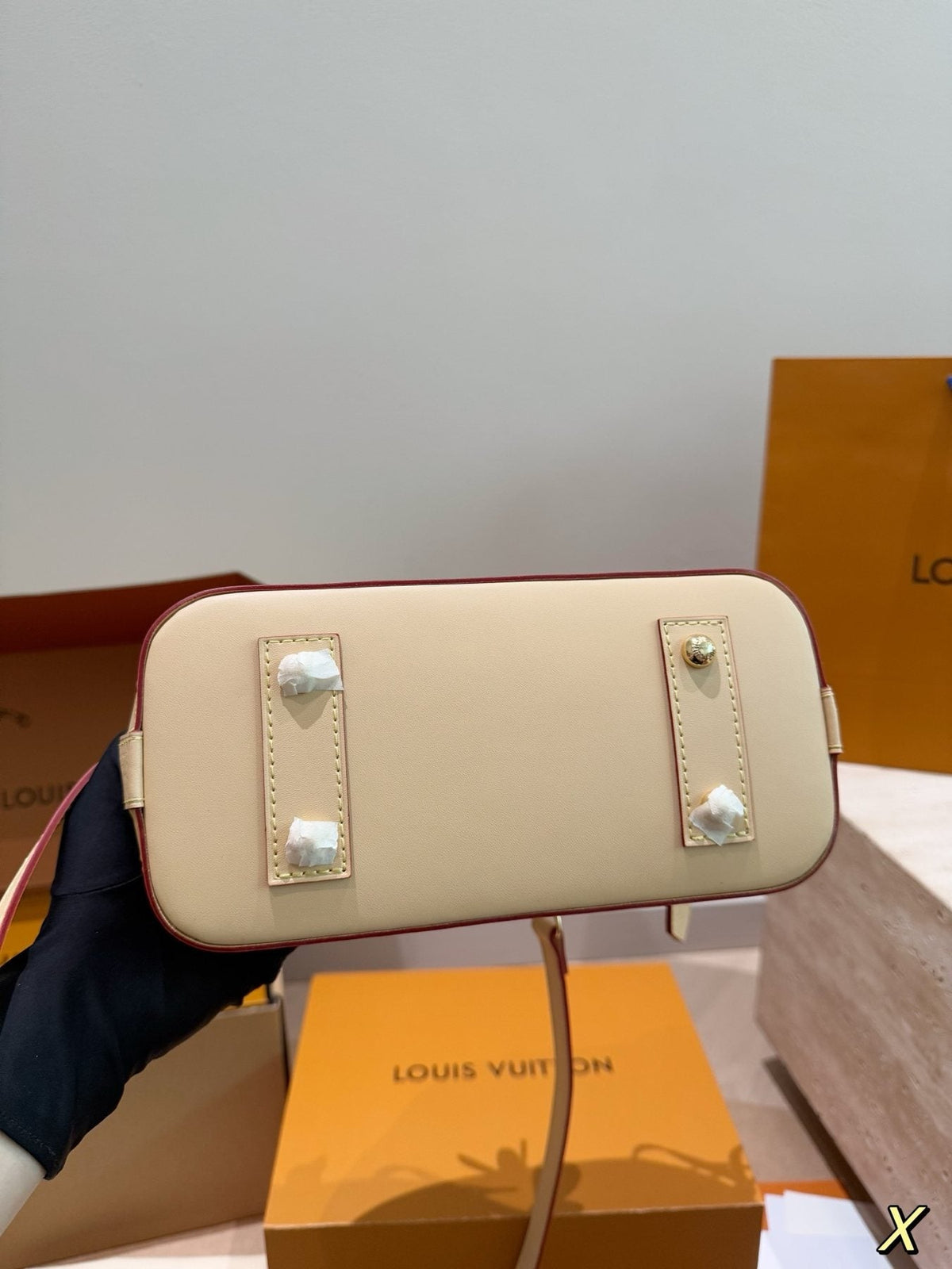 Louis Vuitton Alma BB Cherry Print Handbag — detail