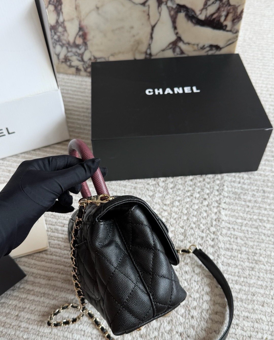 Chanel Coco Handle Quilted Top-Handle Bag — side