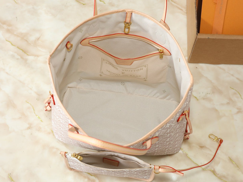 Louis Vuitton Neverfull Monogram Tote with Matching Pouch — detail