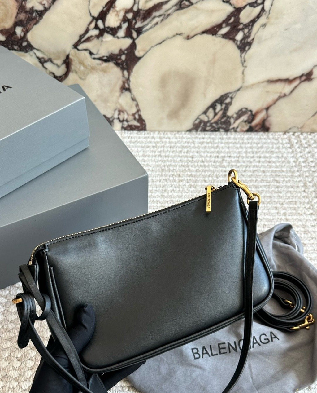 Balenciaga redeo Leather Shoulder Bag — back