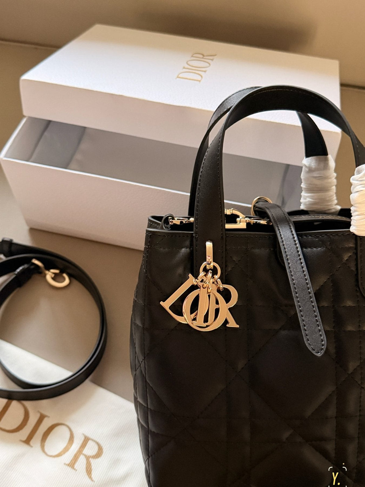 Dior Toujours Quilted Top-Handle Handbag — detail
