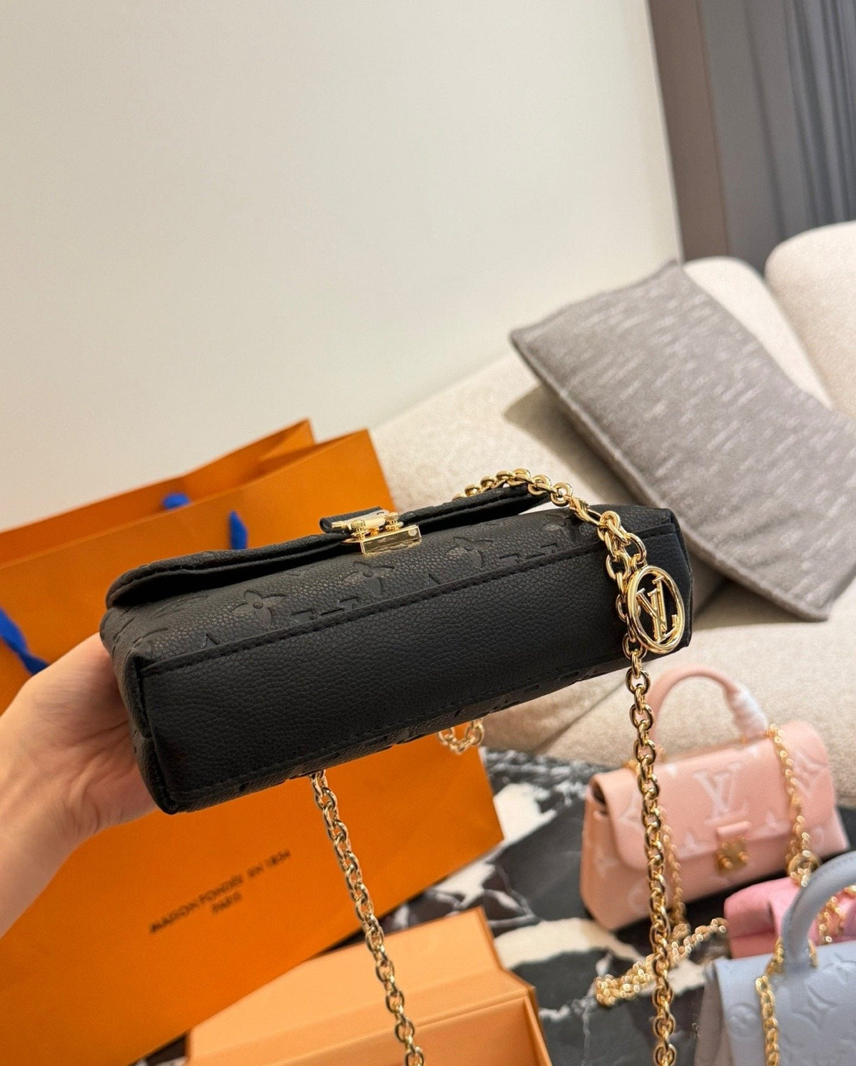 Louis Vuitton Madeleine Nano Top-Handle Flap Bag — detail