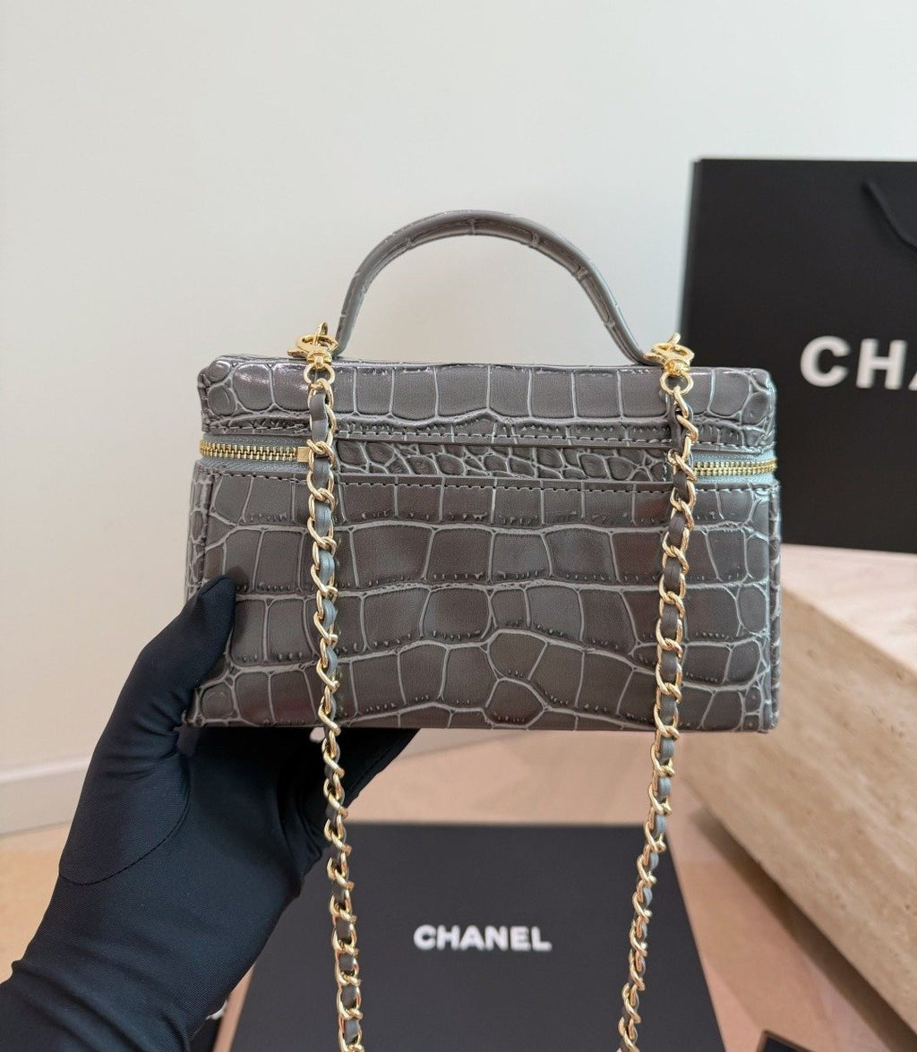 Chanel Crocodile-Embossed Top Handle Vanity Bag — back