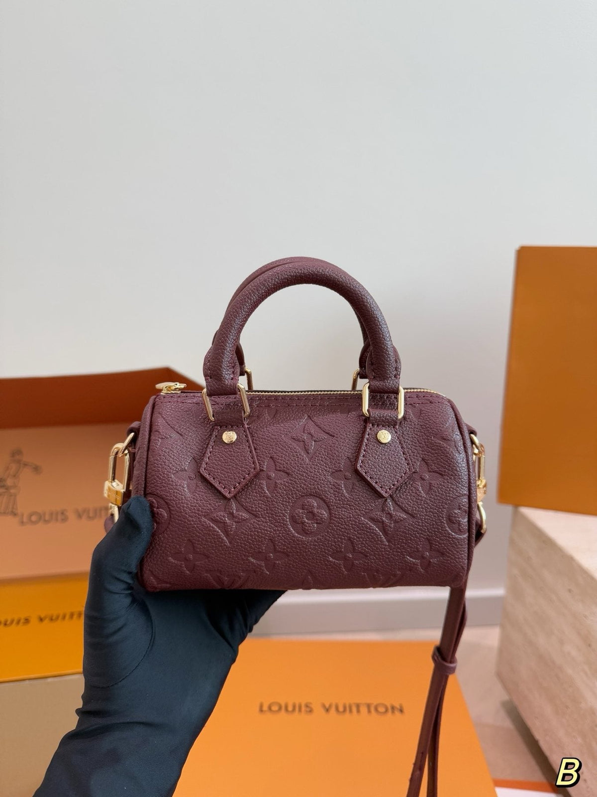 Louis Vuitton Speedy Nano Burgundy Monogram Empreinte Bag — back