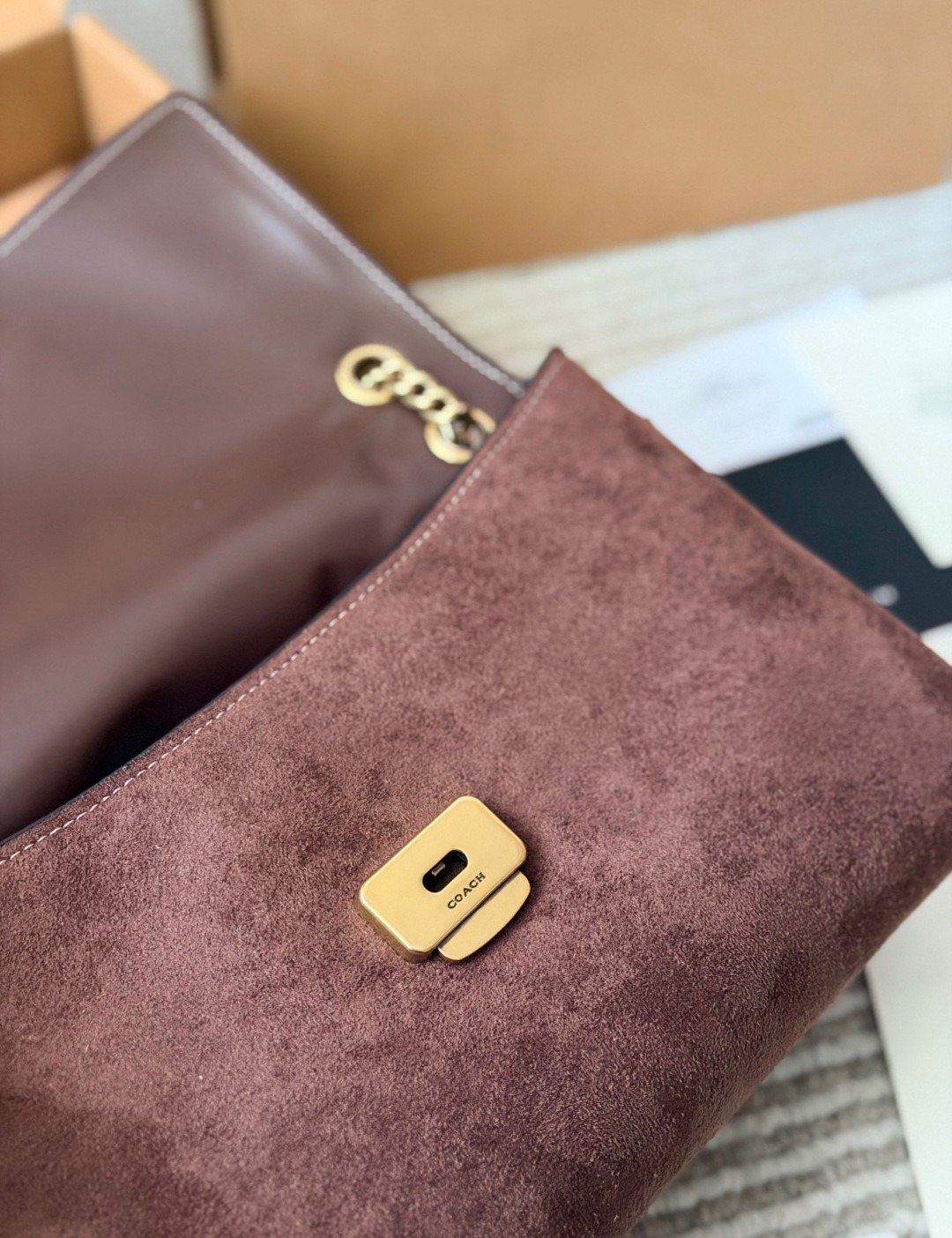 Coach Chelsea Chain-Strap Flap Shoulder Bag — detail