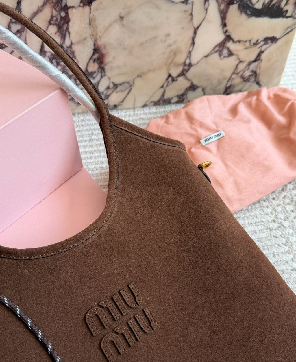 Miu Miu Curved-Opening Shoulder Tote — detail