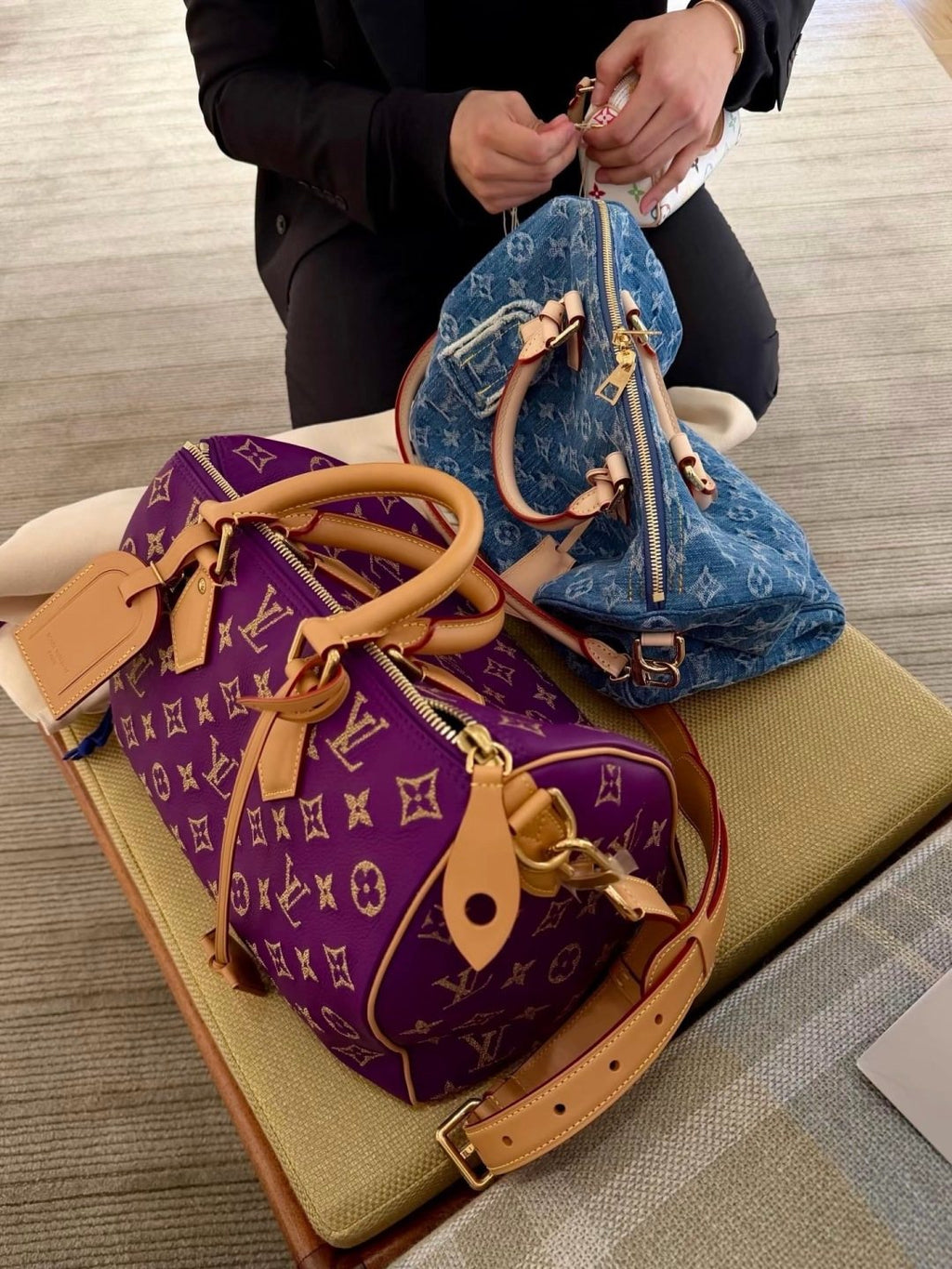 Louis Vuitton Speedy Purple Gold Monogram Boston Bag — hero