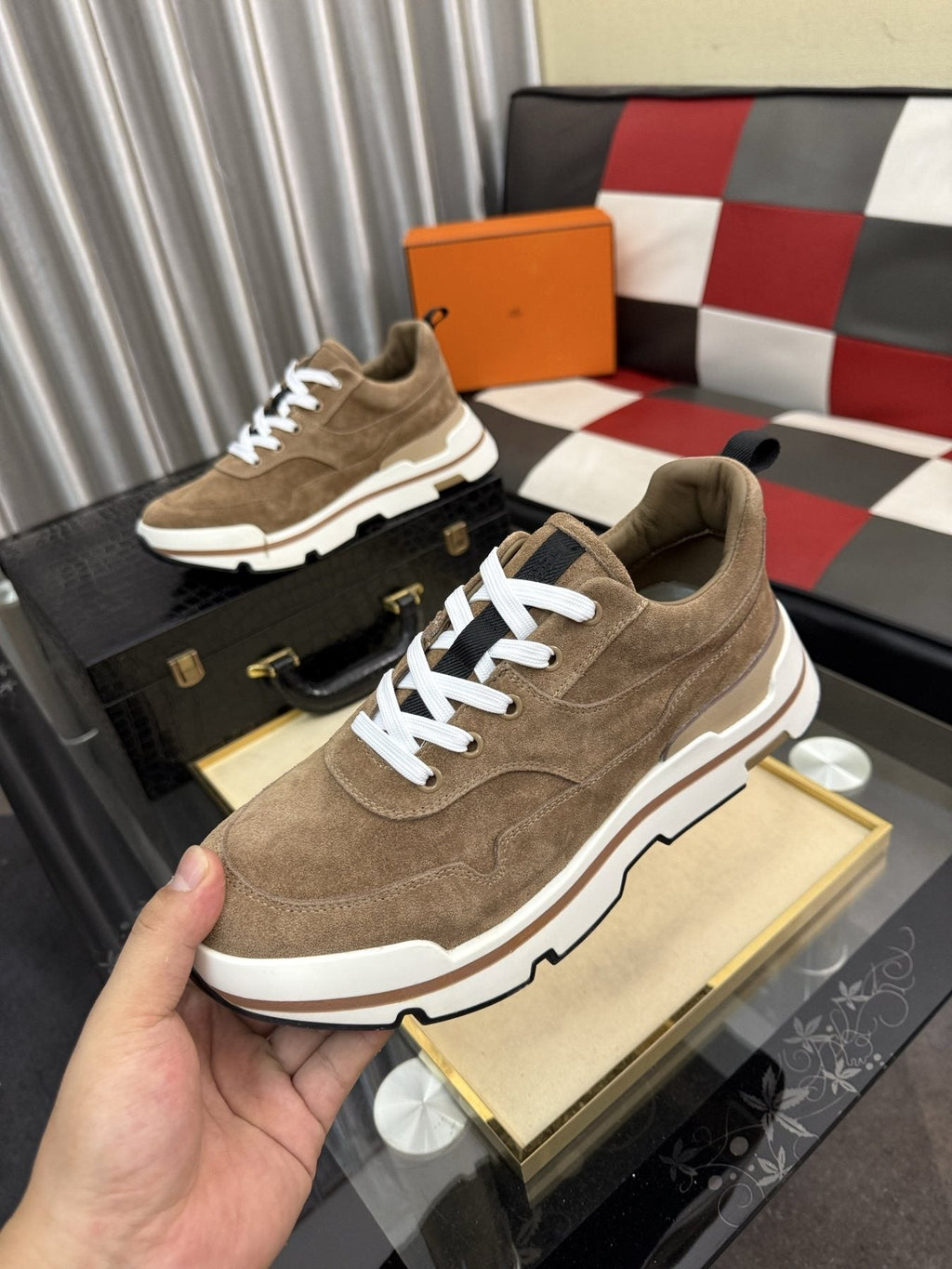 Hermès Layered-Sole Casual Sneakers — model