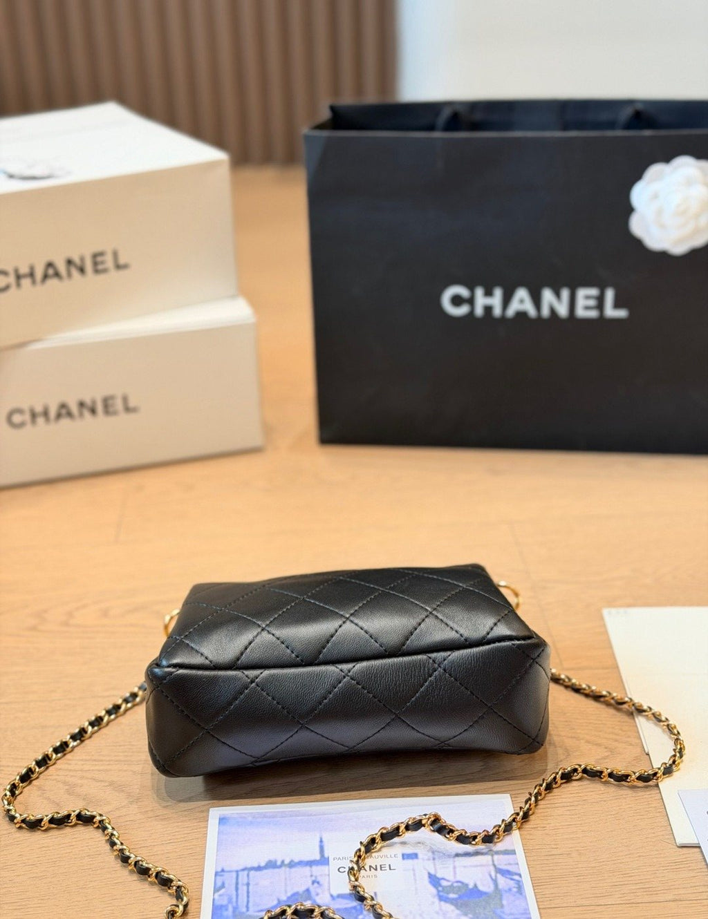 Chanel Rounded Diamond-Quilted Top-Handle Bag — detail