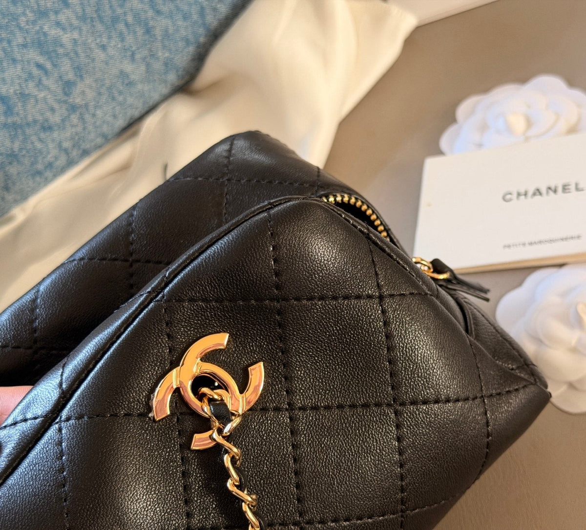Chanel Chain-Handle Bowling Shoulder Bag — detail