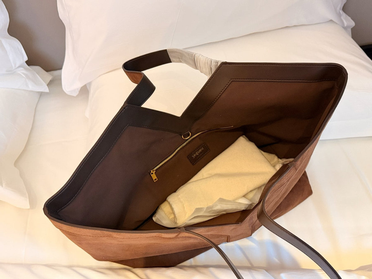 Saint Laurent Y Tote with Suede-Like Finish — detail