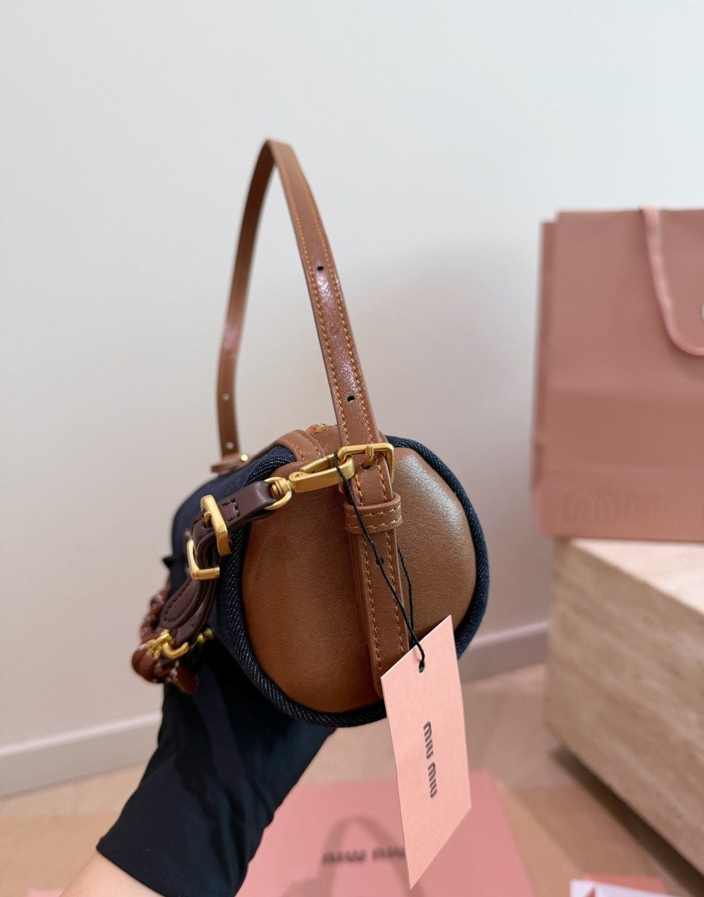 Miu Miu Barrel Shoulder Bag — side