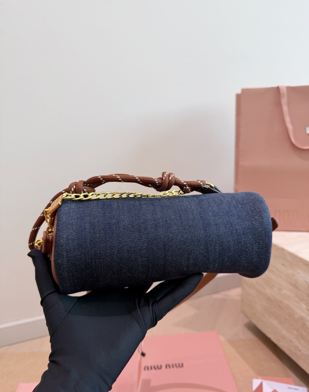Miu Miu Barrel Shoulder Bag — detail