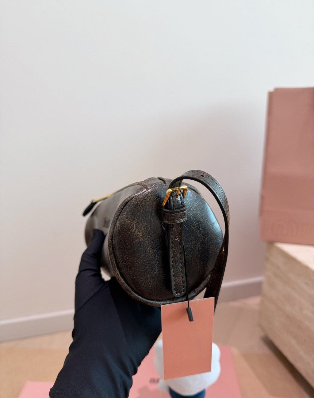 Miu Miu Barrel Shoulder Bag — side
