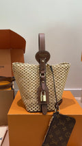 Louis Vuitton Woven Bucket Bag with Monogram Pouch — front