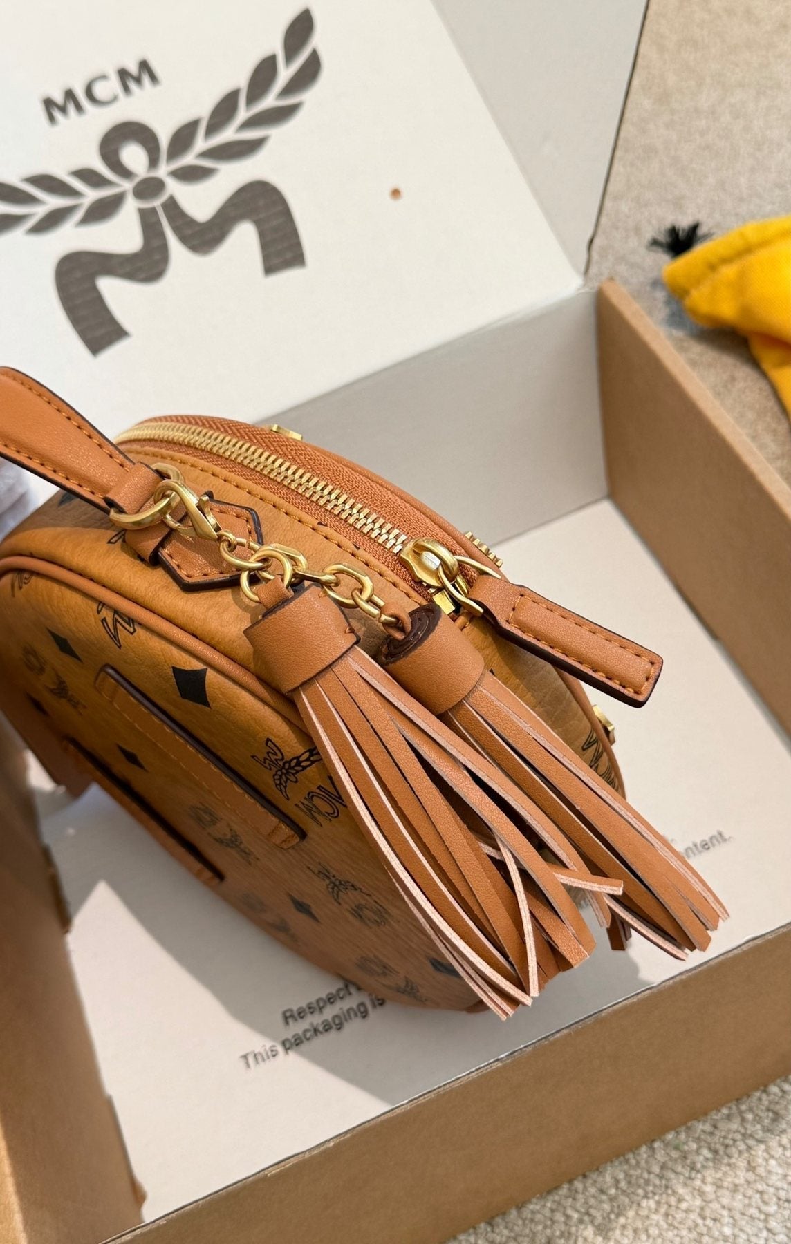 MCM Visetos Studded Circular Crossbody Bag — detail